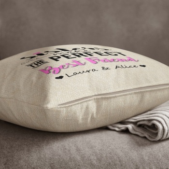 Personalised Cream Chenille Cushion - Perfect sisters